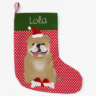 English Bulldog Buff Colour Personalized Small Christmas Stocking