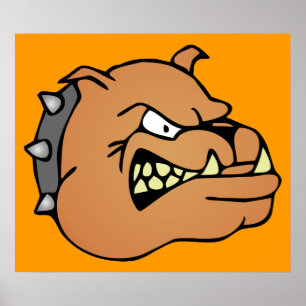 English Bulldog Cartoon Poster