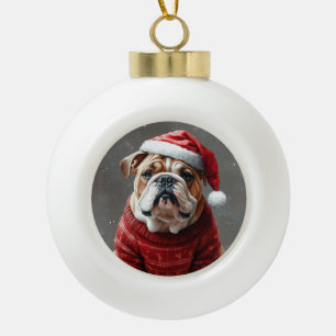 English bulldog  ceramic ball christmas ornament