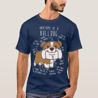 English Bulldog Chocolate and White Dog Anatomy T-Shirt