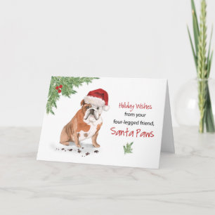 English Bulldog Christmas From Dog in Funny Santa Card