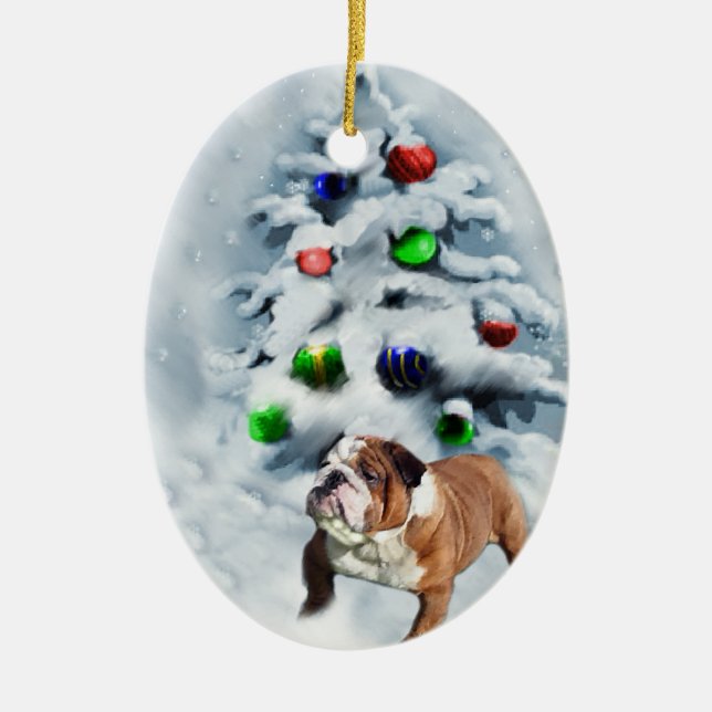 English Bulldog Christmas Gifts Ornament (Front)