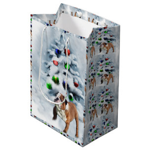 English Bulldog Christmas Medium Gift Bag