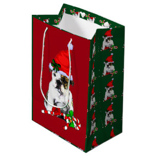 English Bulldog Christmas Merry Medium Gift Bag