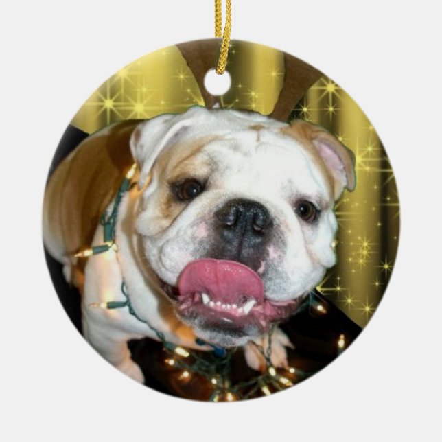 English Bulldog Christmas ornament (Front)