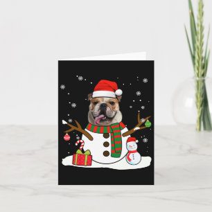 English Bulldog Christmas Pajama Snowman Dog Lover Card