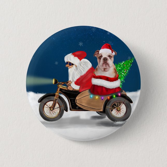 English Bulldog Christmas Santa Claus T 2 Inch Round Button (Front)
