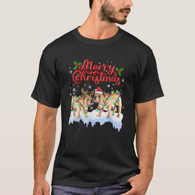 English Bulldog Christmas Tee Decorations Bulldog (Front)