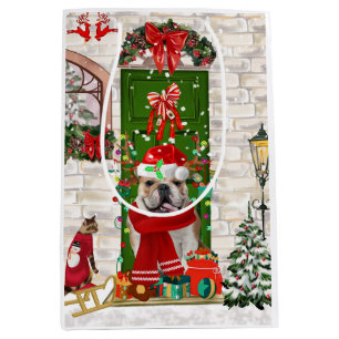 English Bulldog Christmas  Throw Medium Gift Bag
