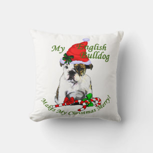 English Bulldog Christmas Throw Pillow