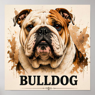English Bulldog Classic Dog Portrait Artwork Poster