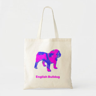 English Bulldog Crazy Hot Pink Reusable Grocery Ba Tote Bag