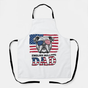 English Bulldog Dad Patriotic Vintage Shirt Design Apron