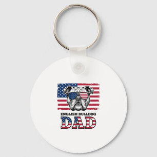 English Bulldog Dad Patriotic Vintage Shirt Design Keychain