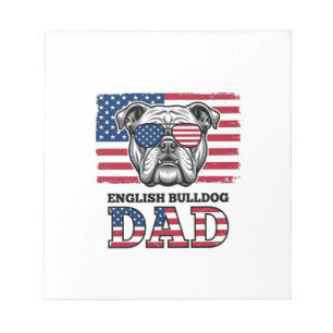 English Bulldog Dad Patriotic Vintage Shirt Design Notepad