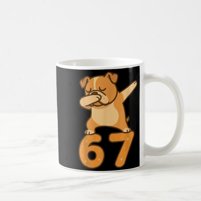 English Bulldog Dog 67 Meme Six Seven Funny Dabbin Coffee Mug (Right)