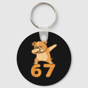 English Bulldog Dog 67 Meme Six Seven Funny Dabbin Keychain