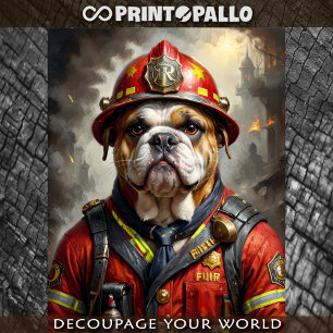 English Bulldog dog acting as Firefighter - Tissue Paper