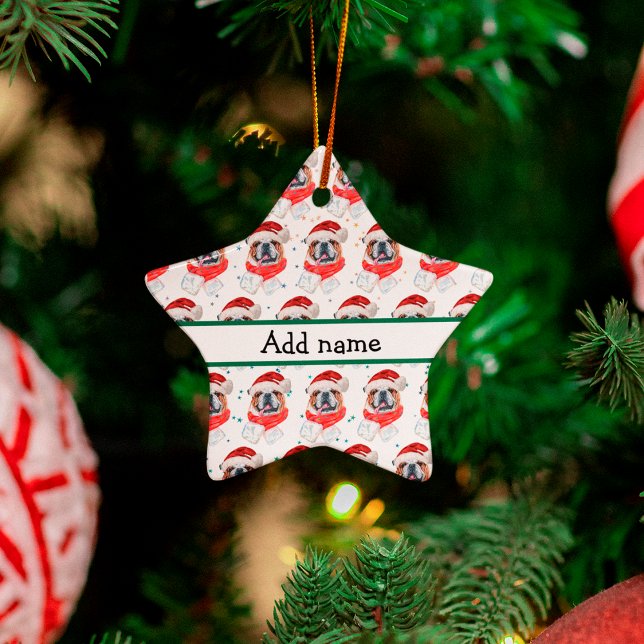 English Bulldog Dog Breed Christmas Ceramic Ornament (Creator Uploaded)