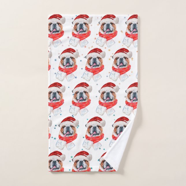 English Bulldog Dog Breed Christmas Hand Towel (Hand Towel)