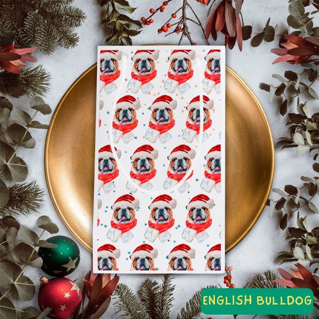 English Bulldog Dog Breed Christmas Small Gift Bag (Creator Uploaded)