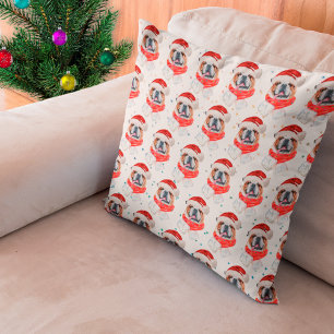English Bulldog Dog Breed Christmas Throw Pillow