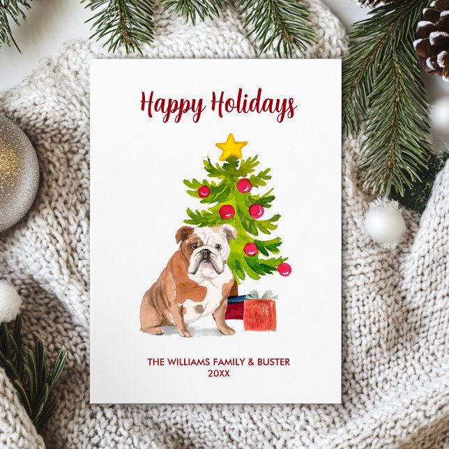 English Bulldog Dog Family Christmas Holiday Card (Creator Uploaded)