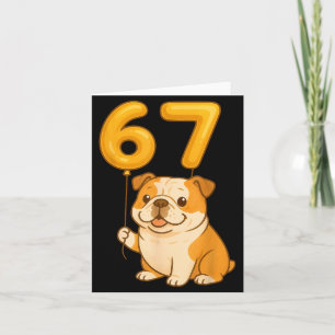 English Bulldog Dog Funny 67 Meme Six Seven Balloo Card