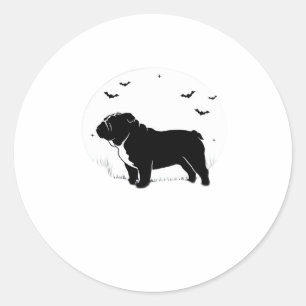 English Bulldog Dog � Halloween Moon Silhouette Ov Classic Round Sticker