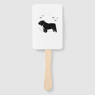 English Bulldog Dog � Halloween Moon Silhouette Ov Hand Fan