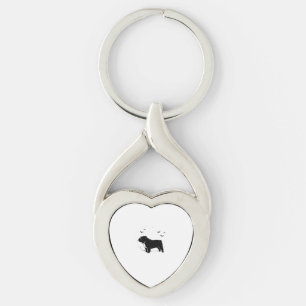 English Bulldog Dog � Halloween Moon Silhouette Ov Keychain