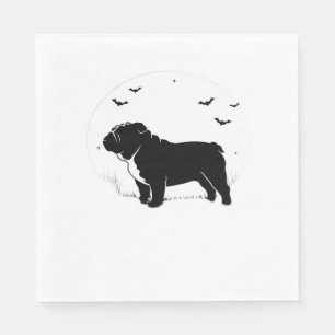English Bulldog Dog – Halloween Moon Silhouette Ov Napkin