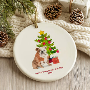 English Bulldog Dog Personalized Christmas Ceramic Ornament