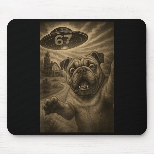 English Bulldog Dog Selfie 67 Meme Six Seven Funny Mouse Pad (Front)