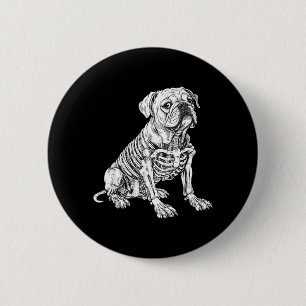 English Bulldog Dog Skeleton Halloween T-Shirt1 2 Inch Round Button