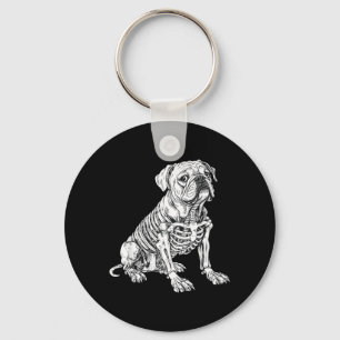 English Bulldog Dog Skeleton Halloween T-Shirt1 Keychain