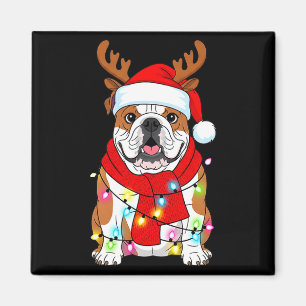 English Bulldog Dog Tree Christmas Lights Xmas Paj Magnet