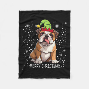 English Bulldog Dog Tree Christmas Sweater Xmas Do Fleece Blanket