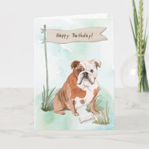 English Bulldog Dog Under Birthday Sign Card