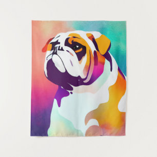 English Bulldog Dog Wild Nature Animal Painting Tapestry