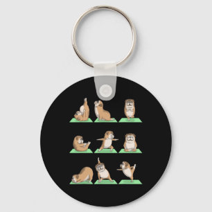 English Bulldog Dog Yoga Pose Zen Workout Exercise Keychain
