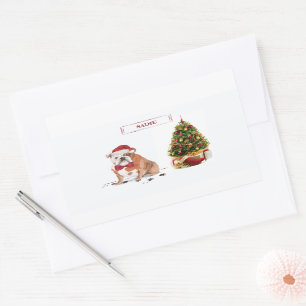 English Bulldog Funny Christmas Dog with Tree Sticker