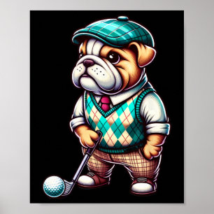 English Bulldog Golf Golfer Golfing Sport Men Wome Poster