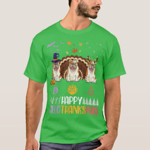 English Bulldog Happy Halloween Thanksgiving Merry T-Shirt