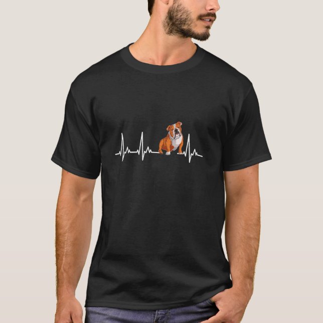 English Bulldog Heartbeat Dog T-Shirt (Front)
