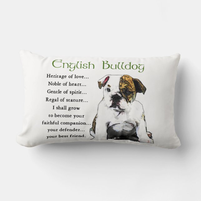 English Bulldog Heritage of Love Lumbar Pillow (Front)