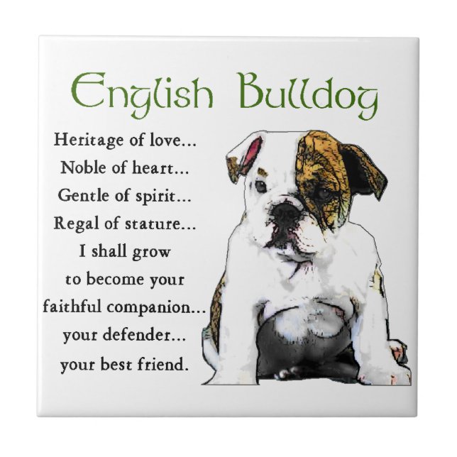 English Bulldog Heritage of Love Tile (Front)