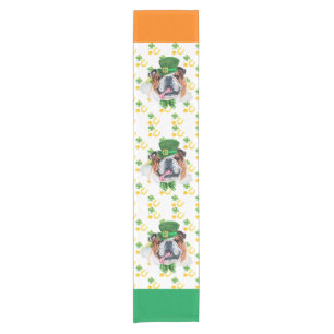 English Bulldog Holiday Home Decor St Patricks Day Short Table Runner