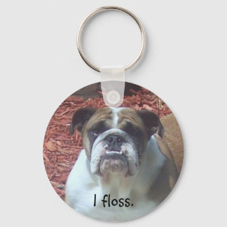 English Bulldog - I floss. Keychain