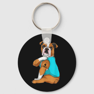 English Bulldog I Love Dad Tattoo Apparel, Dog Dad Keychain